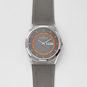 Skagen Melbye Titanium & Gray Steel-Mesh Watch